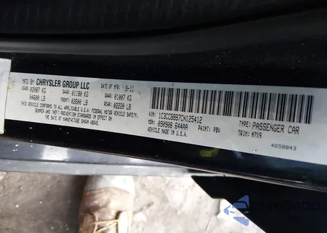 2012 Chrysler 200 Touring из США, поврежденный, VIN 1C3CCBBB7CN125412